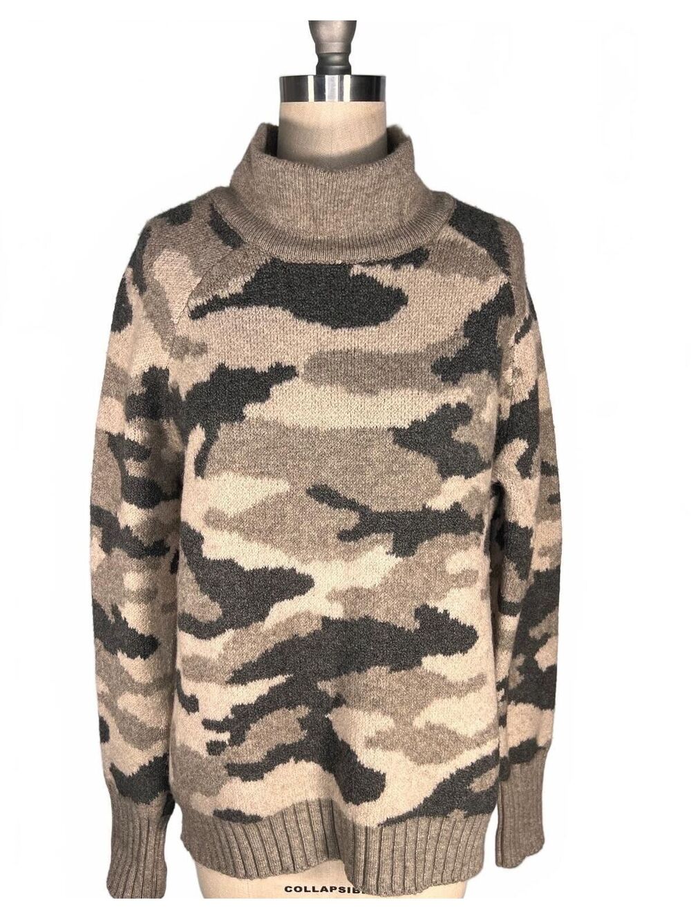 Christian Siriano New York Camo Cowl Neck Sweater Wool Blend Streetwear Large